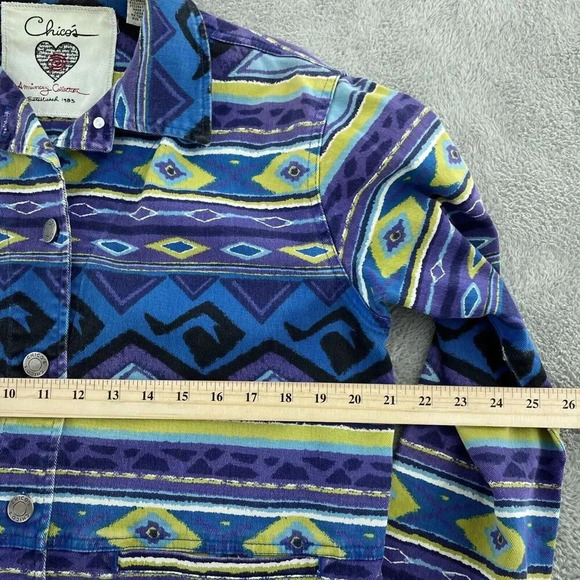 Chicos Anniversary Collection Jacket Sz 1 (M) Aztec Geometric Pattern 2967 - Picture 5 of 8